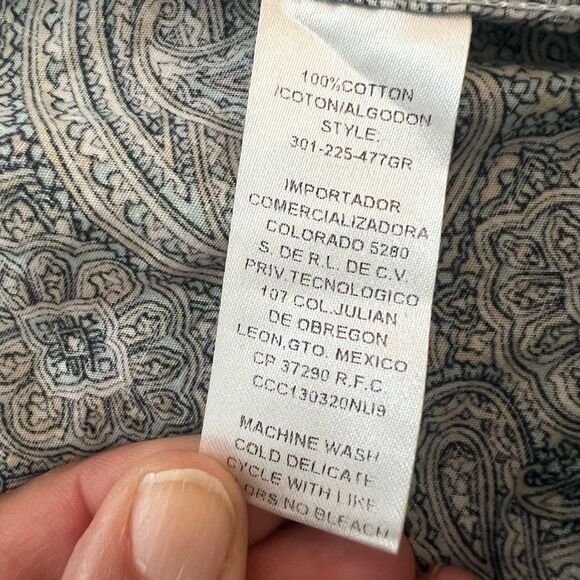 Roper Mens Shirt Pearl Snap Front Paisley Print Long Sleeve Western Gray Sz Med - Picture 11 of 15